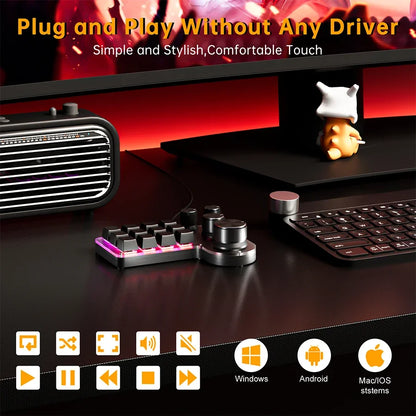 12-Key RGB Macro Mechanical Keypad with 4 Knobs