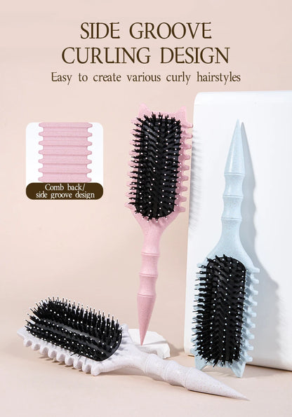 WANMEI Salon Styling Curly Hair Styling Brush Curl Hair Brush for Combing and Shaping  Curls Reduce Pulling Tools