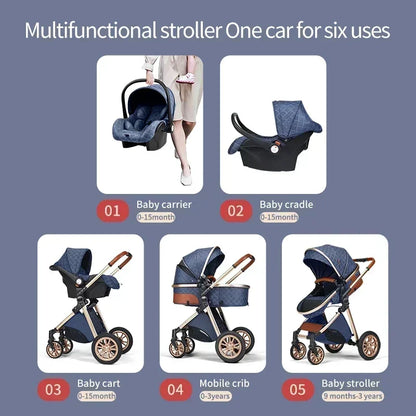 3in1 High Landscape Baby Stroller with car seat Newborns Infant Portable Baby Carriage ISOfix Base Multi functional strollers