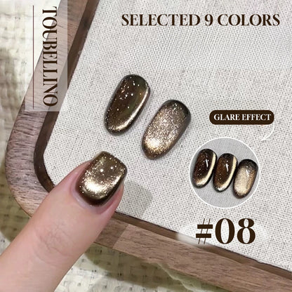 MIANEL 12ML Glass Bead Cat Eye Gel Nail Polish Flash White Spar Nude Color Magnetic Nail Polish White Nails Summer Nails 1-12pcs