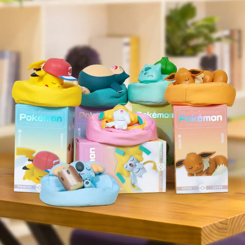New In Stock Pokemon Eevee Sleeping Position Series Blind Box Sylveon Umbreon Flareon Jolteon Anime Desktop Decoration Model Toy