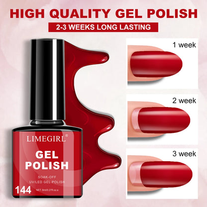 LIMEGIRL 60PCS Gel Nail Polish Art Kit Glitter 8ML Soak UV Semi-Permanent Gel Varn Nail Polish Suitable for Beginners Nail Set