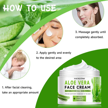 YOUNGCOME Aloe Vera Face Cream: 50% Aloe Hydrating & Anti-Aging Moisturizer