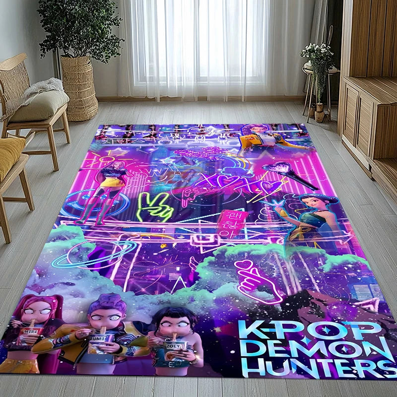 K-Pop Demon Hunters Golden Saja Boys Living Room Non-Slip Area Rug Soft Carpet for Bedroom Playroom Sofa,Home Decor Doormat