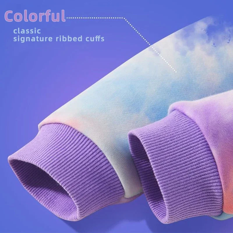 K-Pop Hunters Zoey Mira Rumi Tie-dyed Sweatshirt for Girl Pullover Crew Neck Child Sportwear Long Sleeve Cartoon Kids Tops