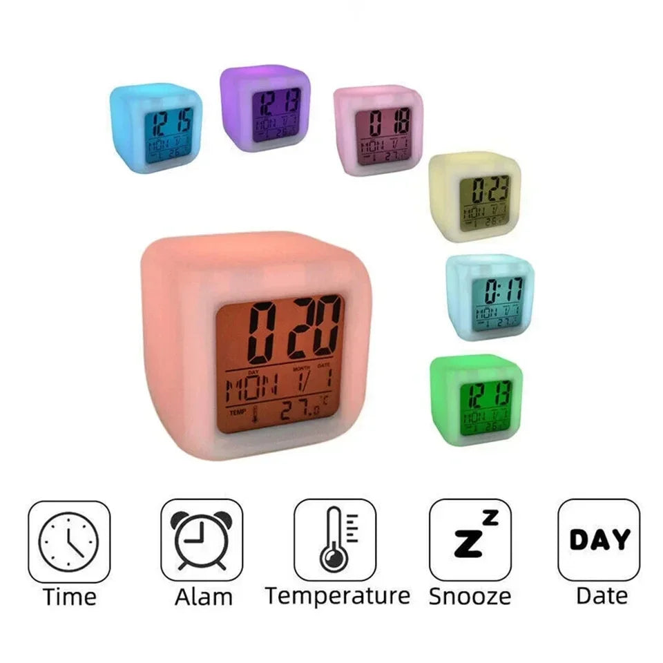 Anime Cartoon Pok é mon Cartoon Alarm Clock Creative Student 8x8x8cm LED Cube with Colorful Light Display Time Week Month