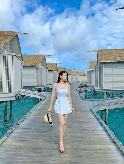 New Women's One-Piece Swimsuit Conservative Cover-Up Thermal Spring Bathing Suit Strapl Sensual Skirt Sle Swimming Costume
