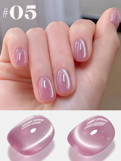 MIANEL 12ML Glass Bead Cat Eye Gel Nail Polish Flash White Spar Nude Color Magnetic Nail Polish White Nails Summer Nails 1-12pcs