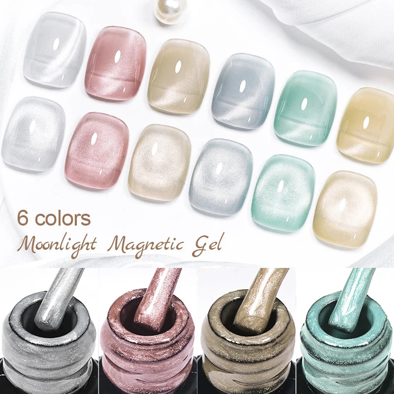 MSRUIOO 8ml Moonlight Cat Magnetic Nail Gel Polish Glitter Pink Silver Semi Permanent French Style Nail Art UV/LED Gel Varnish