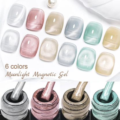 MSRUIOO 8ml Moonlight Cat Magnetic Nail Gel Polish Glitter Pink Silver Semi Permanent French Style Nail Art UV/LED Gel Varnish