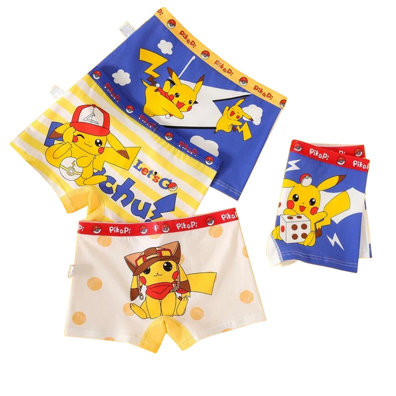 4pcs Pokemon Boys Boxer Underpants Cotton Anime U Pouch Bulge Underwear Cartoon Shorts Kids Cute Breathable Boxer Pants 2-12Y