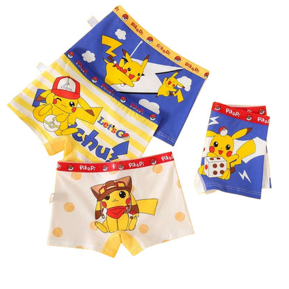 4pcs Pokemon Boys Boxer Underpants Cotton Anime U Pouch Bulge Underwear Cartoon Shorts Kids Cute Breathable Boxer Pants 2-12Y