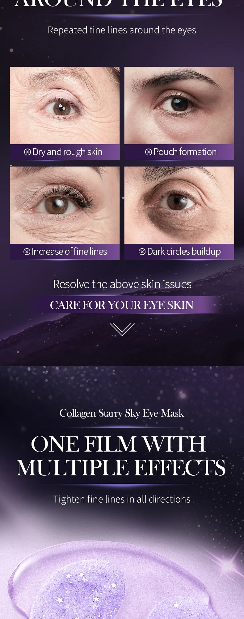 SADOER Starry Grape Collagen Eye Mask: 60pcs Anti-Dark Circle & Deep Hydration Patches