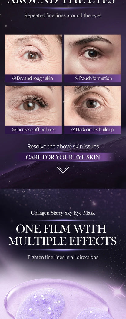 SADOER Starry Grape Collagen Eye Mask: 60pcs Anti-Dark Circle & Deep Hydration Patches