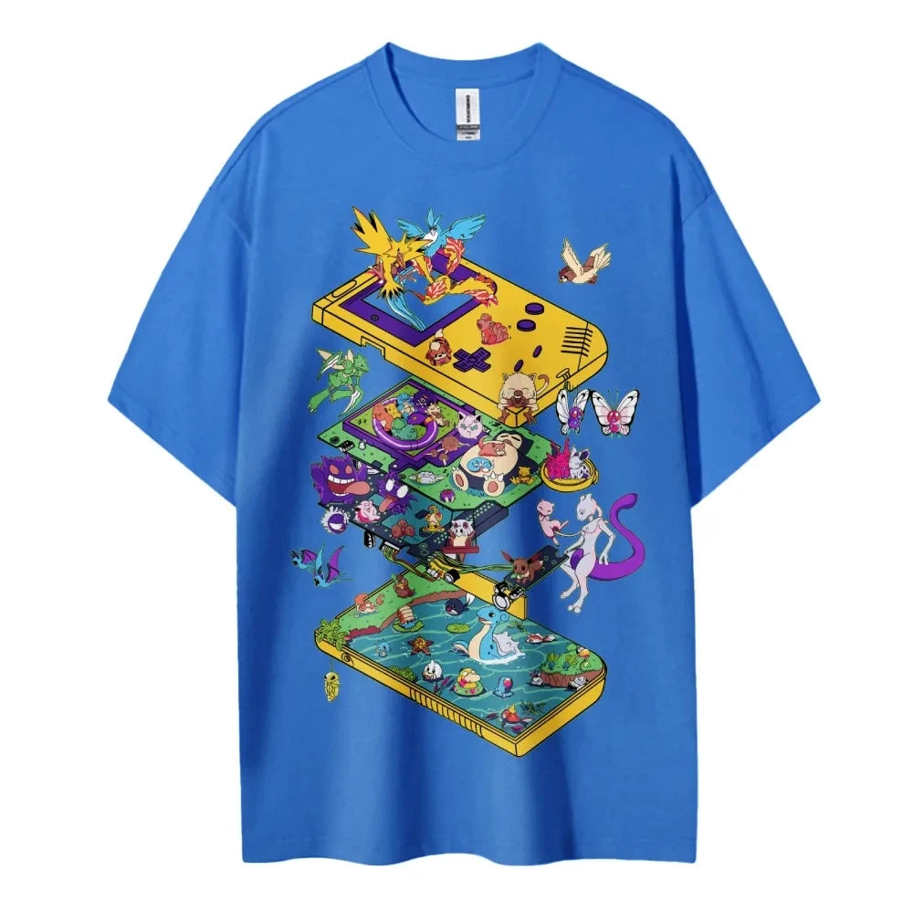 Pokemon T-shirt Men's Pure Cotton Casual  Round Neck T-shirt Short Sleeve Clothing Summer Sports Casual Short Sleeve Top