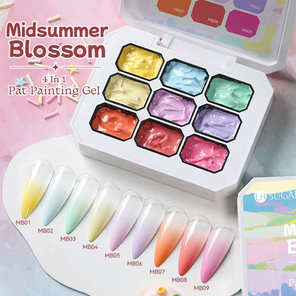 UR SUGAR 9 Colors Gradient Painting Gel Nail Art Gradient Color DIY Design Gel 4 In 1 Used For Gradient Nail Stamping Pattern