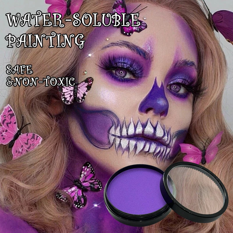 6 Colors Water Activated Face and Body Paint with 1 Brush,Non-Toxic Safe Water Soluble Face Paint for Cosplay,Halloween Makeup