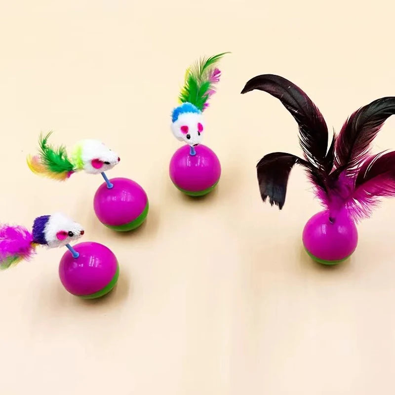 Natural feather plush mouse tumbler resistant to scratching and biting cats to relieve boredom toys and pet supplies