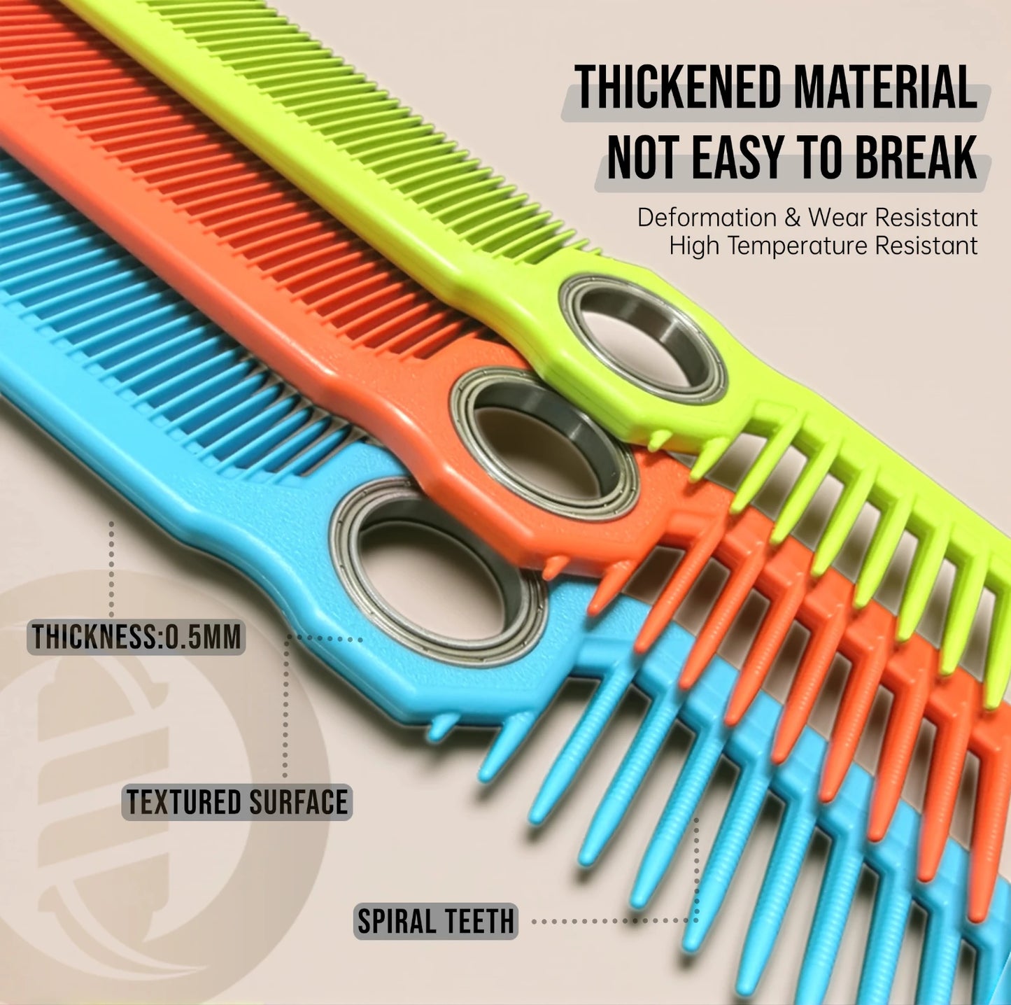 2Pcs NEW Professional Barber Dual Spining Comb Wide and Fine Tooth Cutting Comb Taper Comb for Salon Hairdressing Accessories