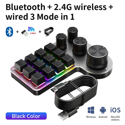 12-Key RGB Macro Mechanical Keypad with 4 Knobs