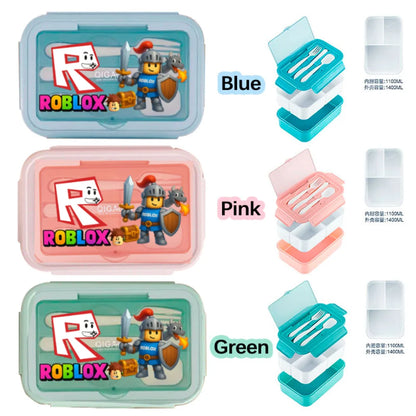 Game Roblox Student Portable Fruit Food Preservation Box Lunch Box with Tableware That Can Be Microwave Heated