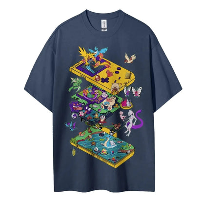 Pokemon T-shirt Men's Pure Cotton Casual  Round Neck T-shirt Short Sleeve Clothing Summer Sports Casual Short Sleeve Top