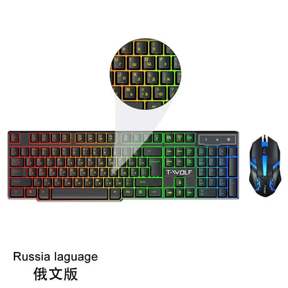 T-WOLF 4-in-1 Ultimate Gaming Combo: RGB Keyboard, Mouse, Headset & Pad