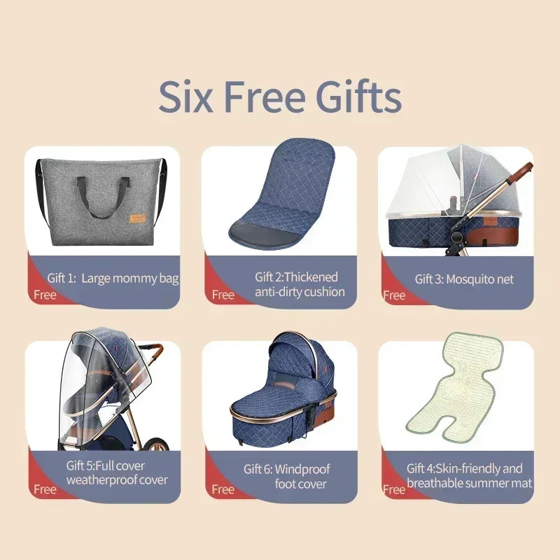 3in1 High Landscape Baby Stroller with car seat Newborns Infant Portable Baby Carriage ISOfix Base Multi functional strollers