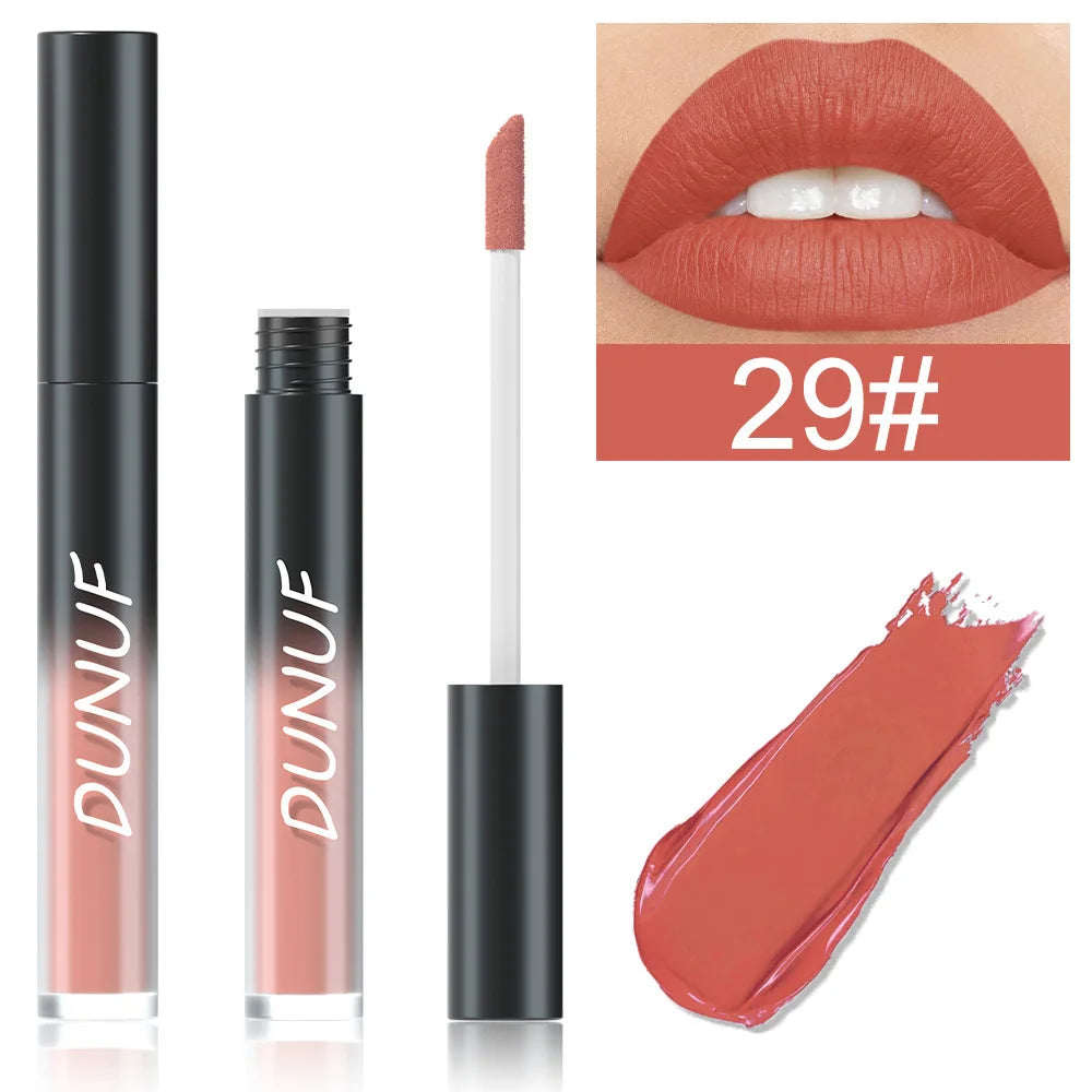 DUNUF 32 Color Matte Liquid Lipstick: Bold Pigment Non-Stick Lip Glaze