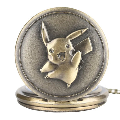 Anime Pikachu Go Pocket Watch for Children Birthday Gift Cartoon Peripherals Quartz Flap Pocket Watch Student Portable Watches