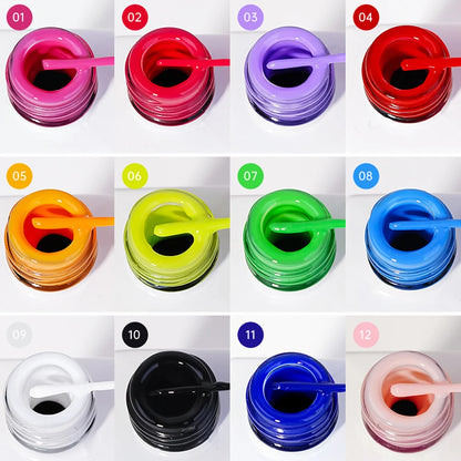 Neon Gel Nail Set Gel Pull Liner Glitter Nail Polish Kit UV/LED Fluorescent Color Gel DIY Manicure Painting Gel Nail Art Brushed