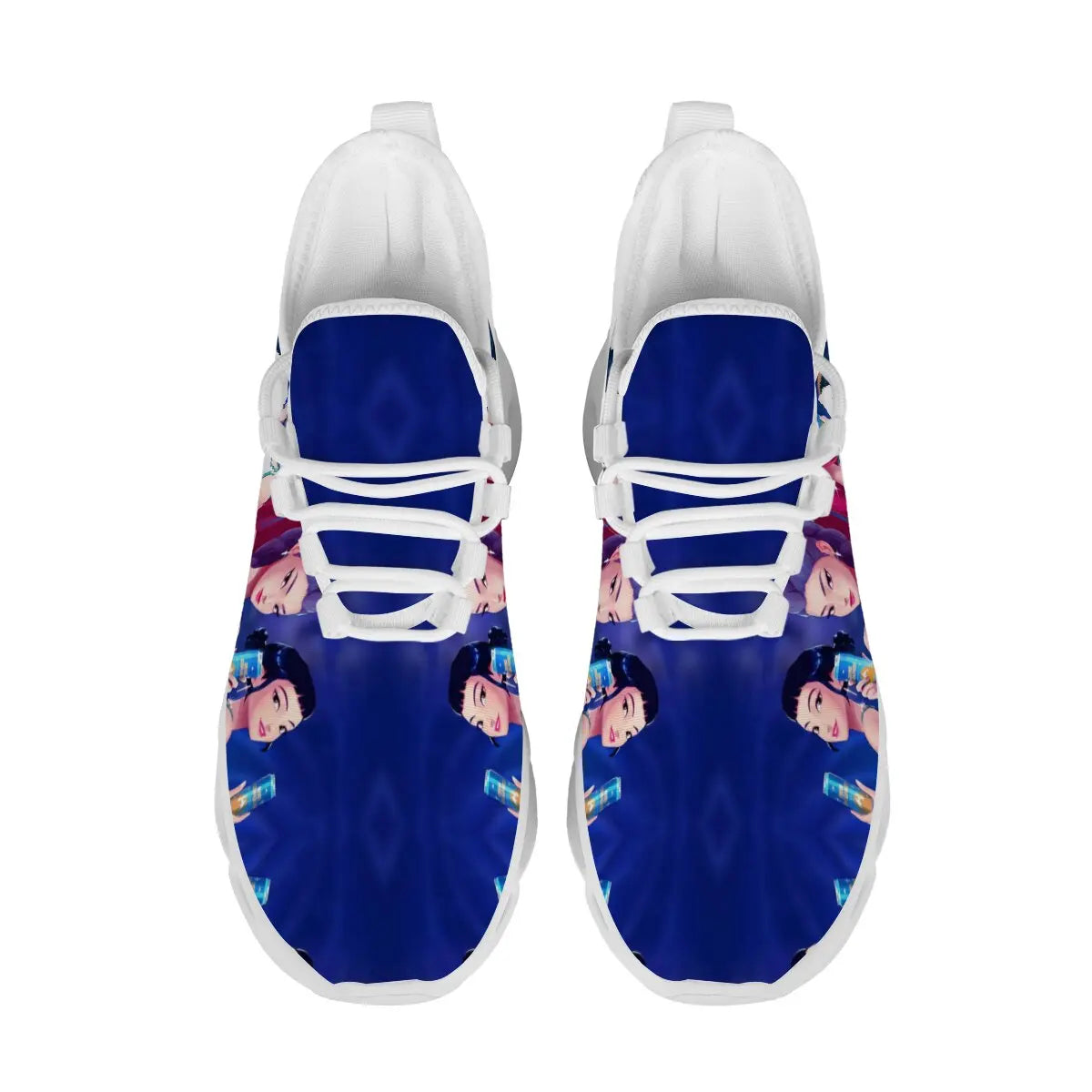 Children's Parent-child Shoes for Spring Cartoon Character Print Lightweight Sneakers Breathable Flat Heel Lace-up Casual Shoes