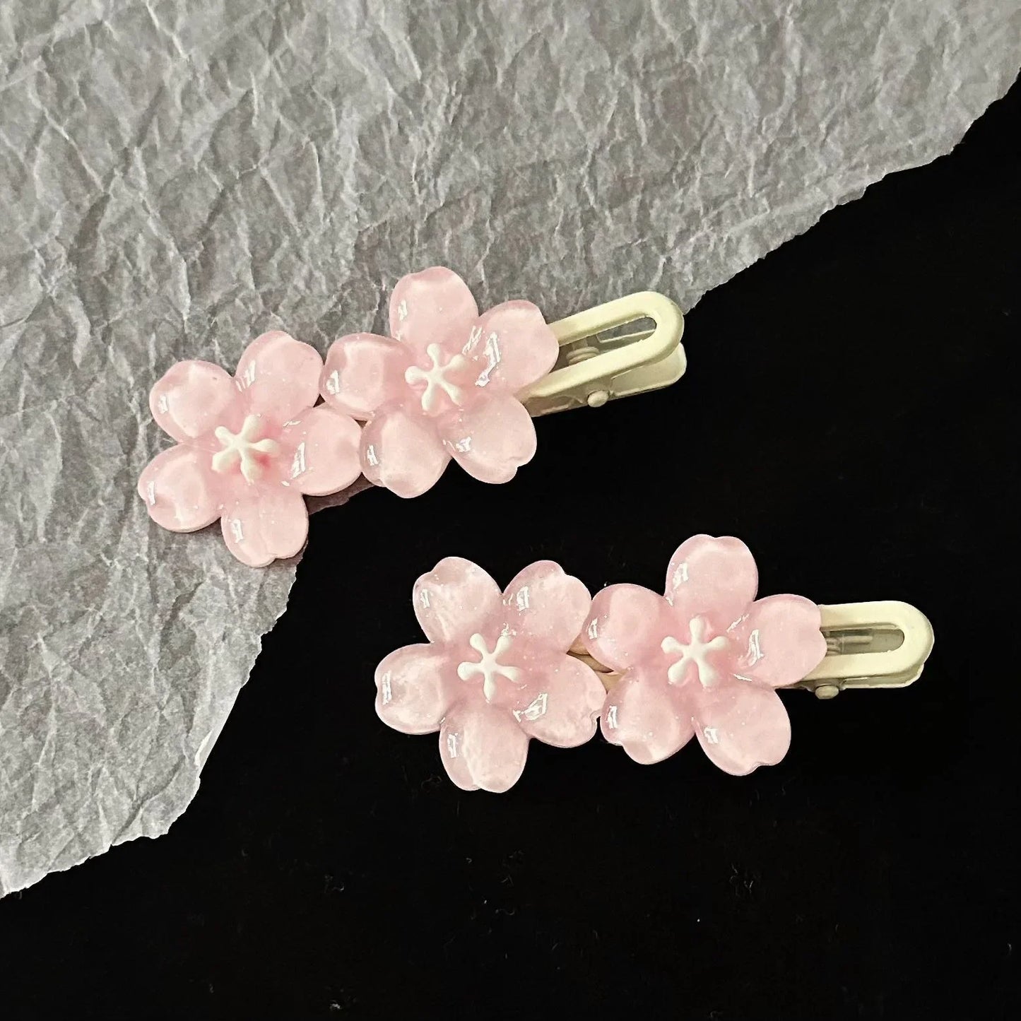 Jelly Cherry Blossom Hair Clips.