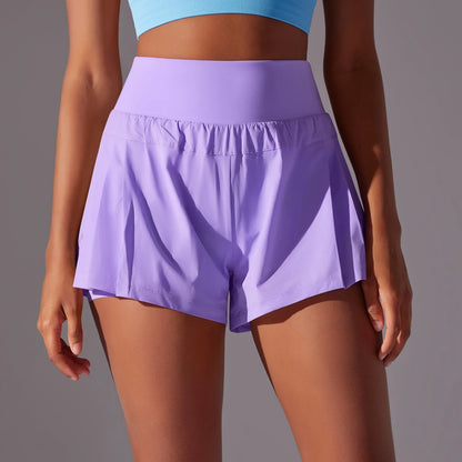 Women Gym Running Shorts Double Deck Quick Dry Gym Sport Shorts Fitness Jogging Workout Shorts With Pocket Sports Tight Short