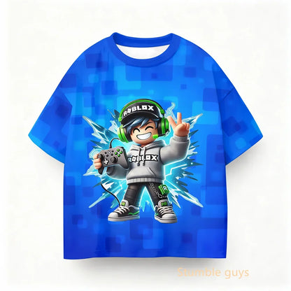 Roblox Children Summer Gamer T-shirt Boys Clothes Girls Anime Short Sleeve