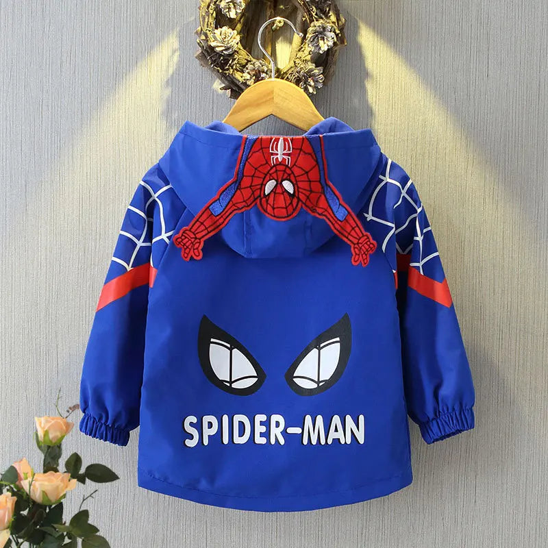 Boys Spiderman Hooded Jackets 1-10 Years Girls Spring Autumn Stitch Print Sports Coats Children Cartoon Outerwear Kids Clothes