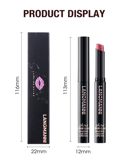 LANGMANNI 10 colors slant mouth pearlescent swivel slant mouth design lipstick single pack lipstick lasting color lip gloss