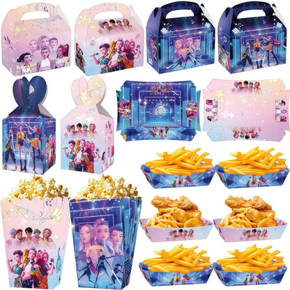 K-Pop Hunters "Idol Snack" Party Set: Candy Boxes, Popcorn Buckets & Food Trays