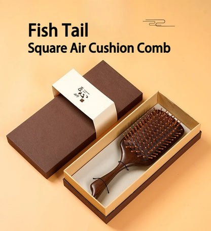 Natural Sandalwood Air Cushion Comb Scalp Massage Hair Brush Women Anti-static Hairdressing Comb for Hair Volume & Curly Hair