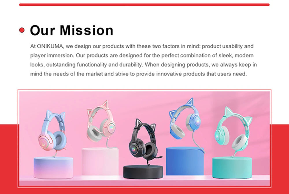 ONIKUMA RGB Gaming Headset with Cat Ears 🎮🐱