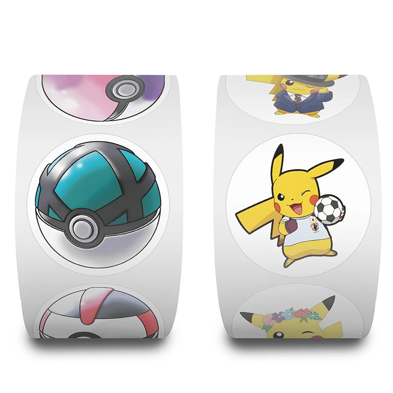 1000/500Pcs Pikachu Sticker Pokemon Roll Stickers Tape Hand Account DIY Decorative Seal Waterproof Cup Sticker Kawaii Gift Toys