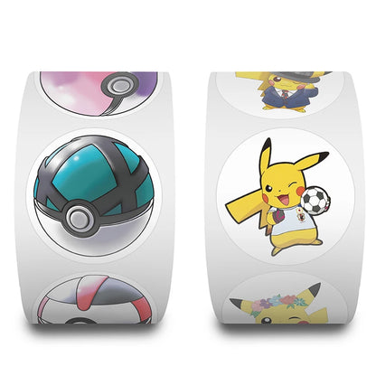 1000/500Pcs Pikachu Sticker Pokemon Roll Stickers Tape Hand Account DIY Decorative Seal Waterproof Cup Sticker Kawaii Gift Toys