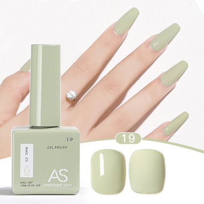 AS 1pc 15ml Bright Yellow Gel Nail Polish Starter Pure Soak Off No Wipe Nail Gel Polish Varnish Suitable For All Seasons