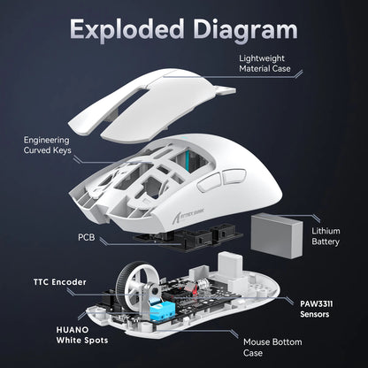 Attack Shark X11 Mouse PAW3311 Wireless 1K Hz Macro Magnetic RGB Docking Charger for Gaming