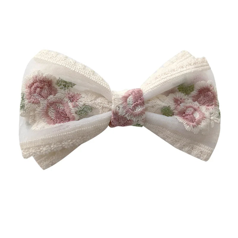 Embroidered Lace Hair Bow.