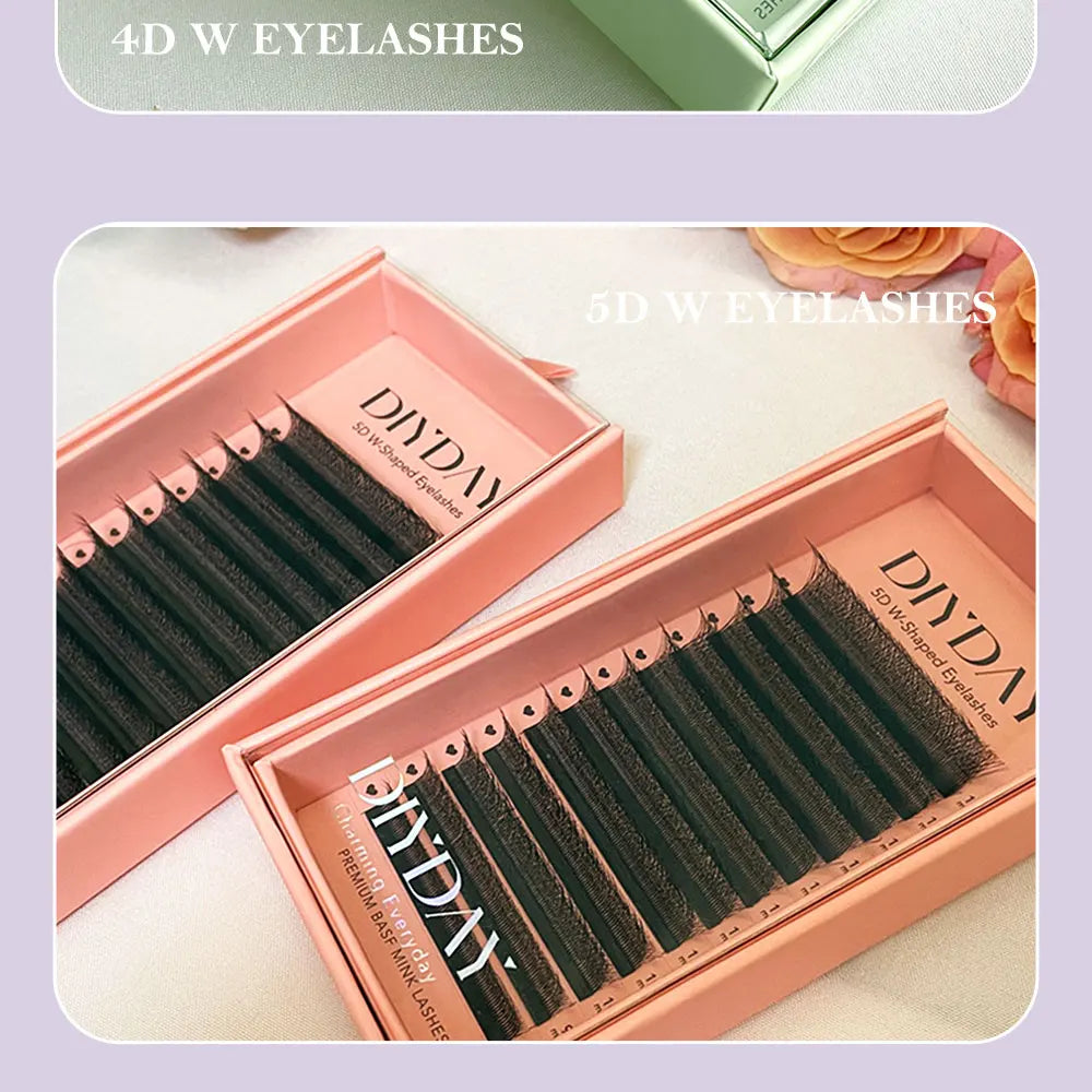 DIYDAY W Shaped Eyelash Extension Premade 3d 4d 5d 6d 7d 8d Mink Faux Lashes BASF PBT Natural Look False Eyelashes