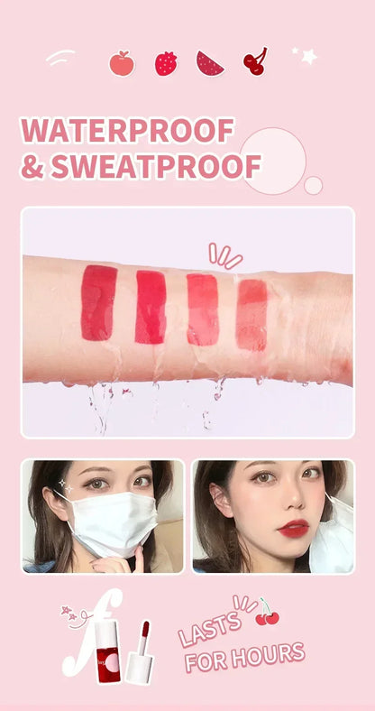 4 Colors Mini Lip Gloss Water Mirror Jelly Long Lasting Lip Glaze Lip Makeup Waterproof Moisturizing Liquid Lipstick Cosmetic
