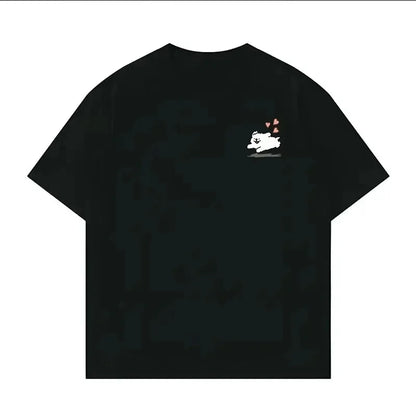 Pokémon Handheld Game Snorlax T-shirt Summer New Men's and Women's Japanese Harajuku Trend Loose Casual Short-sleeved Top