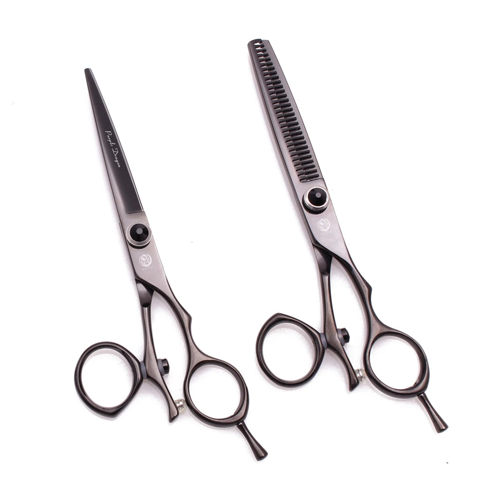 Professional Hairdressing Scissors 5.5" 6" Purple Dragon JP 440C Swivel Thumb Hair Cutting Scissors Barber Thinning Shears Z9019