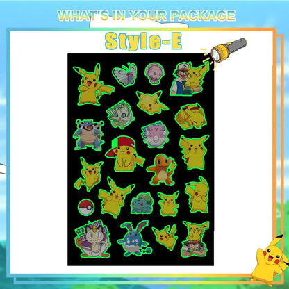 8pcs Luminous Pokemon Pikachu Cute Tattoo Stickers Arm Face Glowing Body Art Children Temporary Tattoo Kids Gift Party Supplies